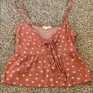 PacSun pink flowered tie strappy top!